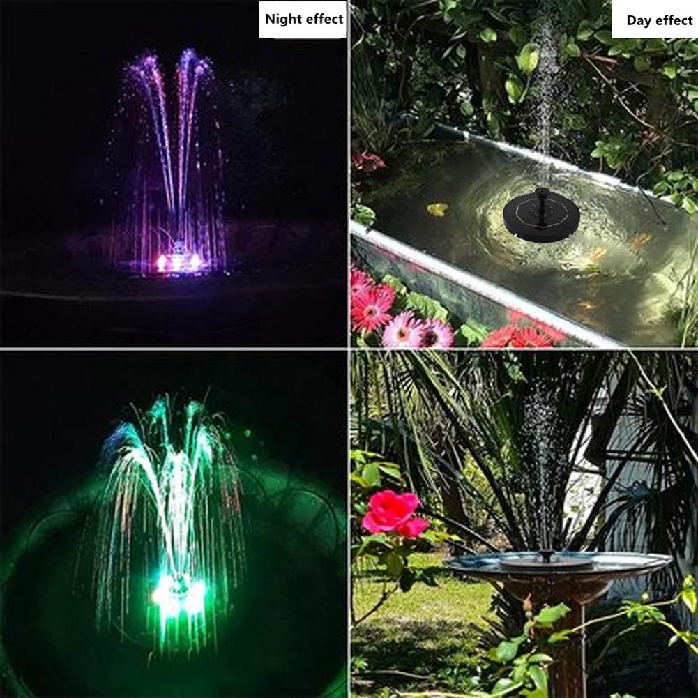 1.2W/1.4W 5LED Solar Powered Floating Fountain Pump Solar Powered Fountain Pump for Bird Bath Garden Pond Pool Fish Tank Outdoor