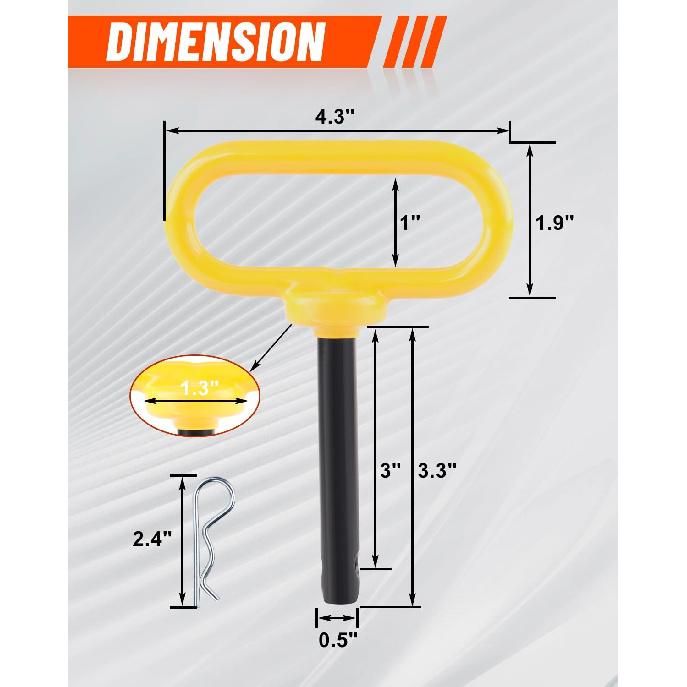 2Pack Hitch Pin, 1/2 X 3 Inch Trailer Hitch Pin With Clip And Rubber-Coated Handle, Strong Heavy Duty Lawn Mower Hitch Pin For Mowers, Tractor Truck,