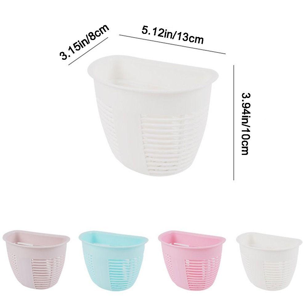 Hollow Wall Mounted Storage Basket Punching-free Sundry Storage Basket Small Drain Basket  Bedroom