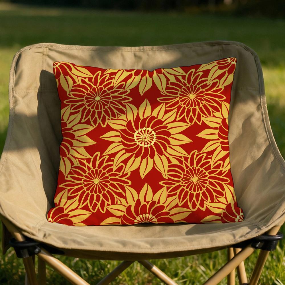 Vintage Gold Flowers Cushion Cover Soft Reversible  Durable Pillow Cover  MultiScene Use for Home  Car Daily Comfort