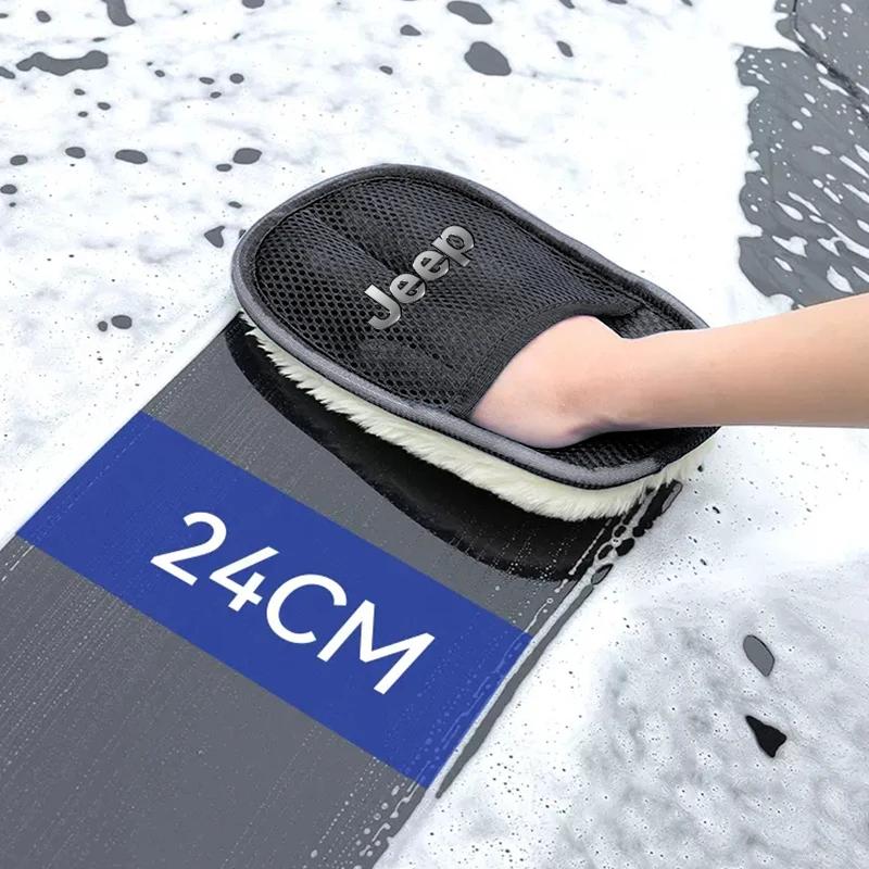 For Jeep Car Wash Glove Wool Soft Polish Cleaning Brush Tools For Jeep Grand Cherokee Wrangler JK Gladiator Compass Renegade