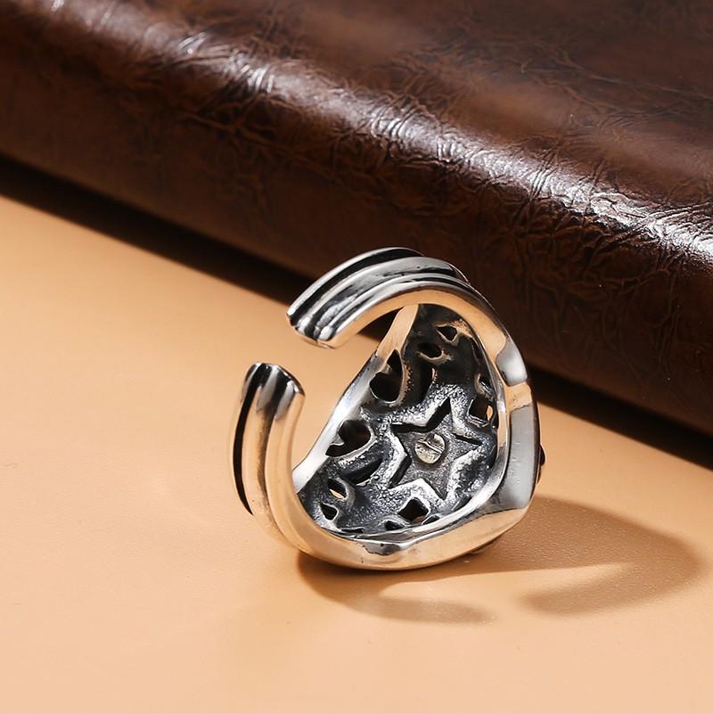 Adjustable Punk Star Ring Men Women Geometric Five Point Plated Copper Finger Vintage Edgy Style