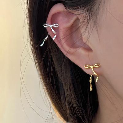 Niche Design Sense Ribbon Bow Stud Brincos Femininos Bonitos Doces Simples Personalidade Moda Versáteis Brincos Brincos