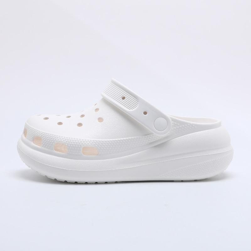 Plain board puffs EVA hole shoes for women's summer new thick-soled heightening non-slip beach cool slippers for women