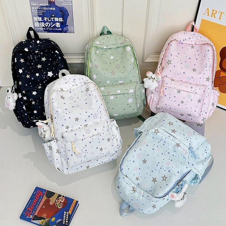 Schoolbag Japanese Ins Cute Girl Star Print Student Schoolbag Junior High School High School Student Large Capacity Backpack Backpack