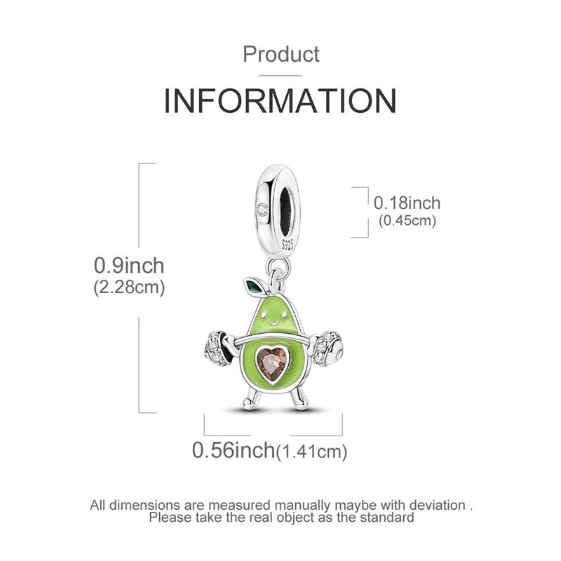 Charm Bead Components Copper Metal Weightlifting Barbell Avocado Bead Components Compatible With Plata Authentic Original Bracelets Women Jewellery