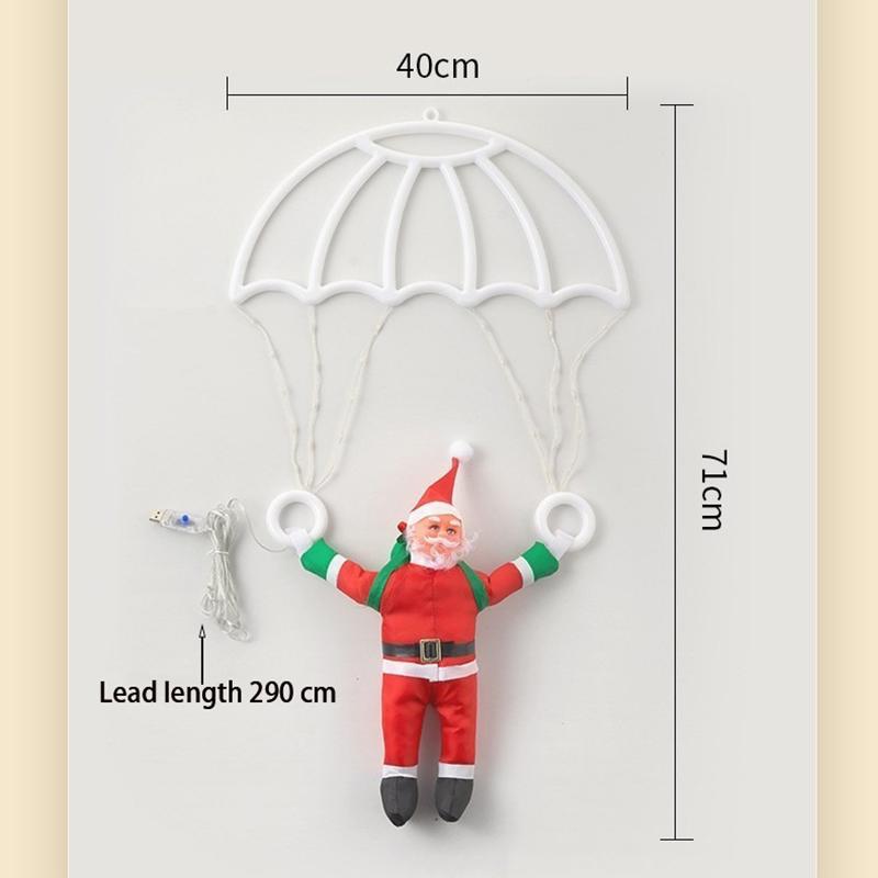 Usb Christmas Decorations Lamp Outdoor Santa Claus Parachute Light Waterproof 8 Modes Hanging Holiday Light for Indoor Eave Roof
