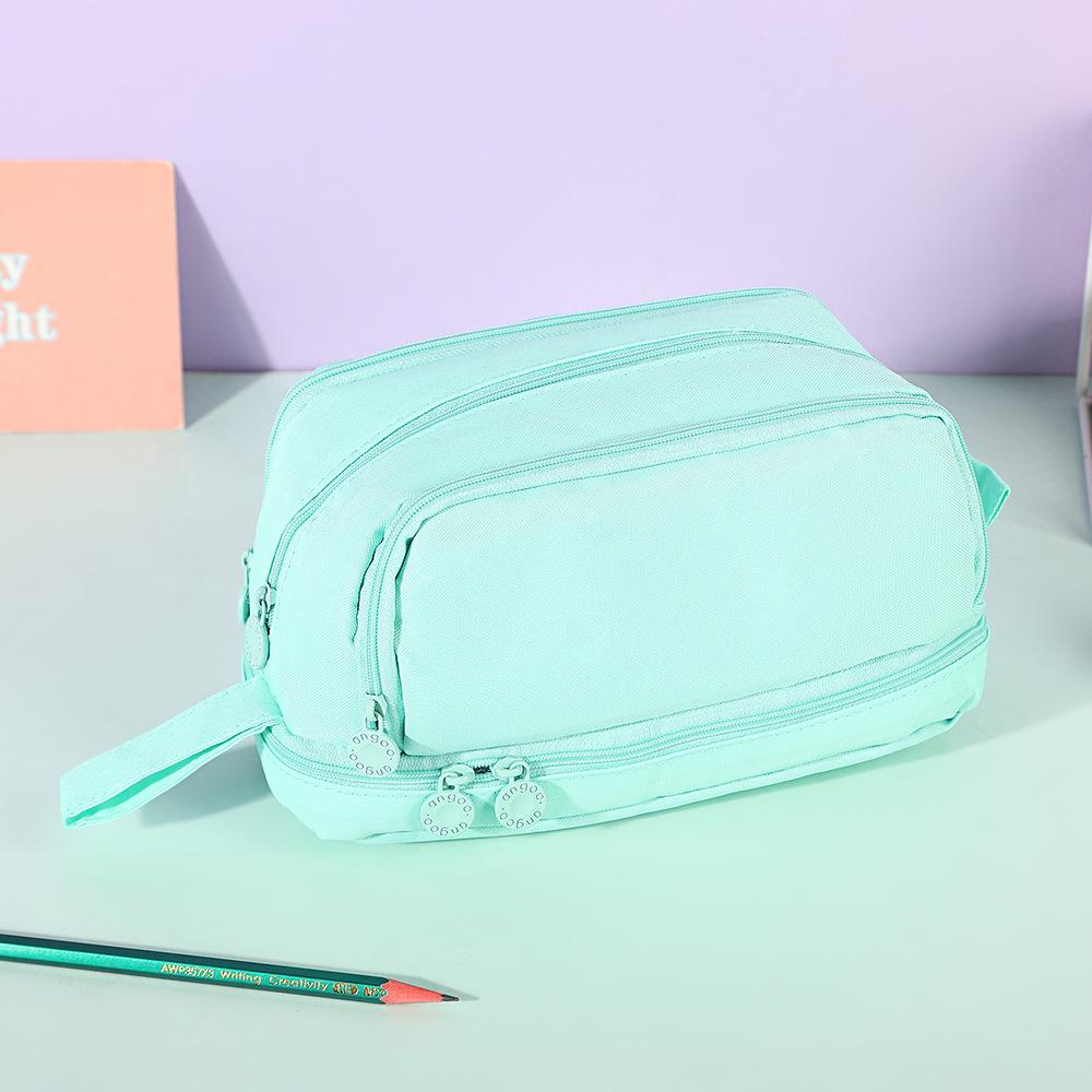 Double-Layer Window Pencil Case - Large Capacity, Multi-functional, Dirt-Resistant Stationery Bag