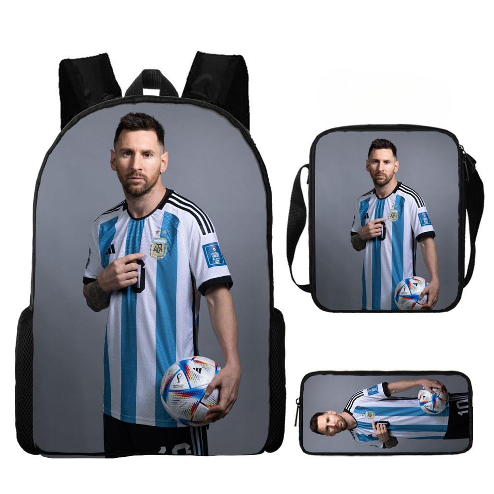 Messi Soccer Kids Backpack Set With Breathable Oxford Fabric For School Children