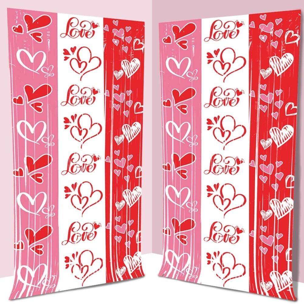 1×2 cm Valentine's Day Rain Curtain Sparkling PET Love Curtain Romantic Exquisite Photo Backdrop Decor Happy Valentine's Day