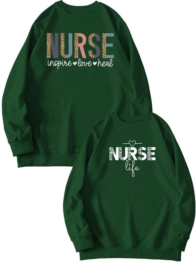 European Front & Back Print Nurse Inspire Love Heal Women's Versatile Hoodie