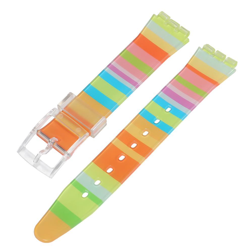 16mm 17mm 19mm Horlogeband voor Swatch Siliconen Horlogeband Jelly Kleur Waterdichte Rubberen Polsband Zachte Sport Armband Accessoires