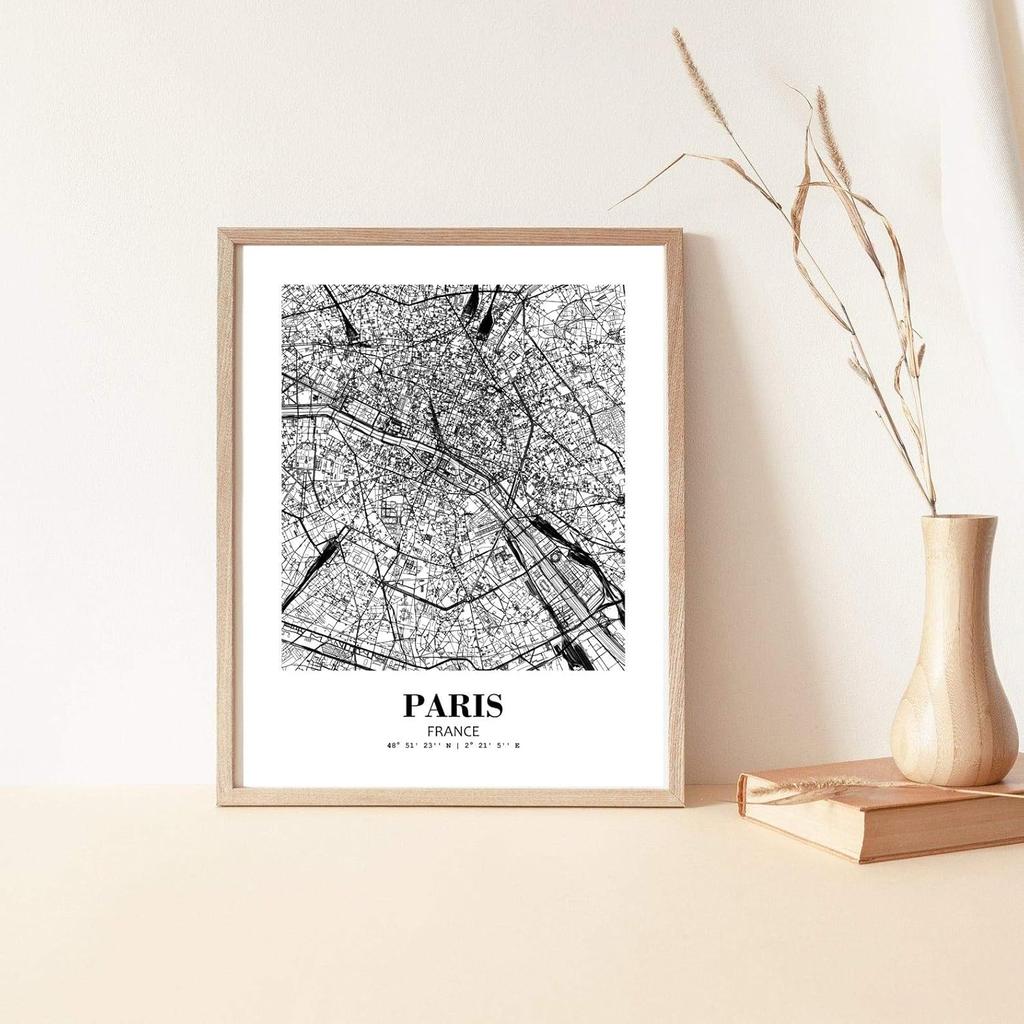 Eleville 11X14 Unframed Paris France City View Abstract Road Modern Map Art Print Poster Wall Office Home Decor Minimalist Line Art Hometown