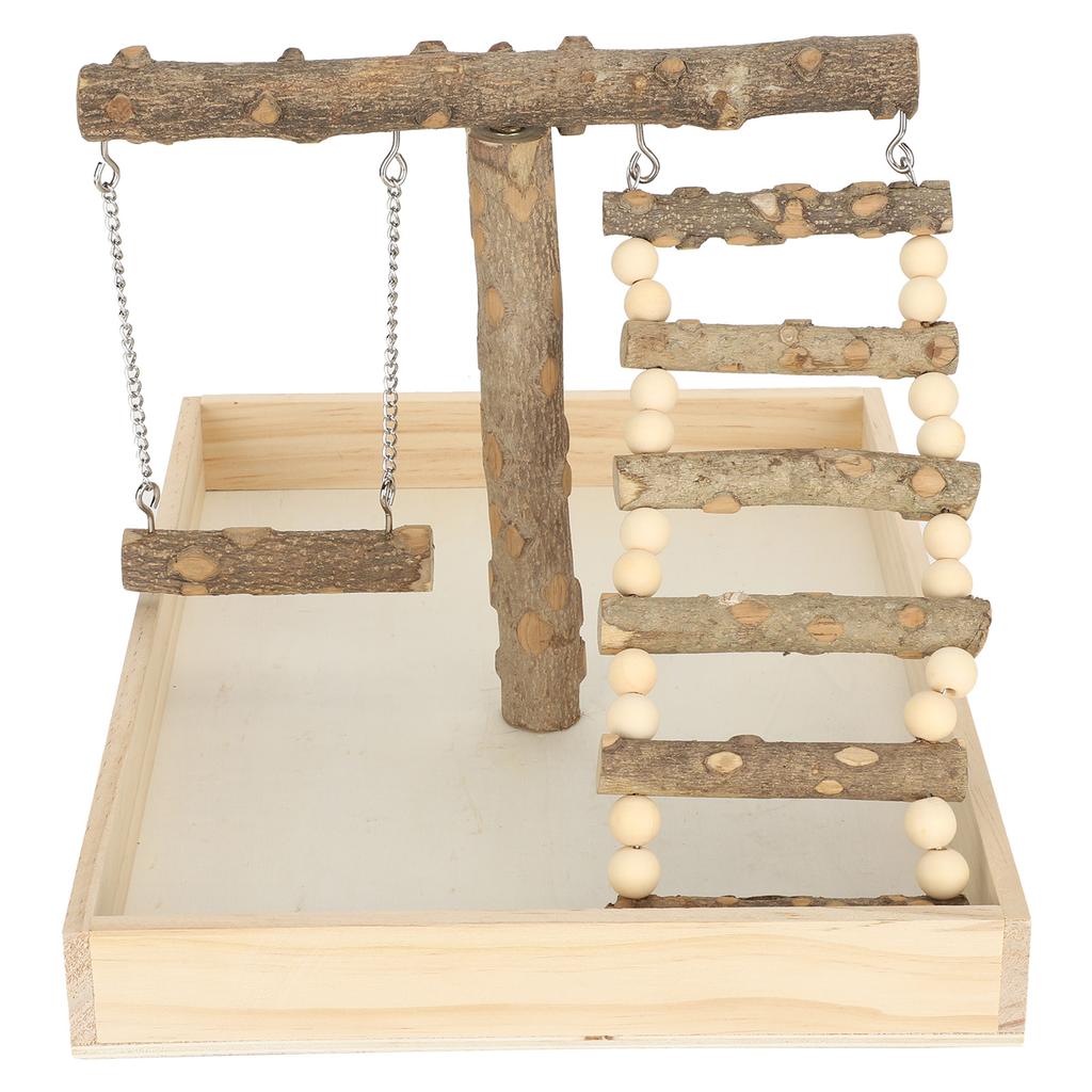 Wood Bird Perch Stand Natural Parrot Playing Standing Rack Bird Training with Large Base