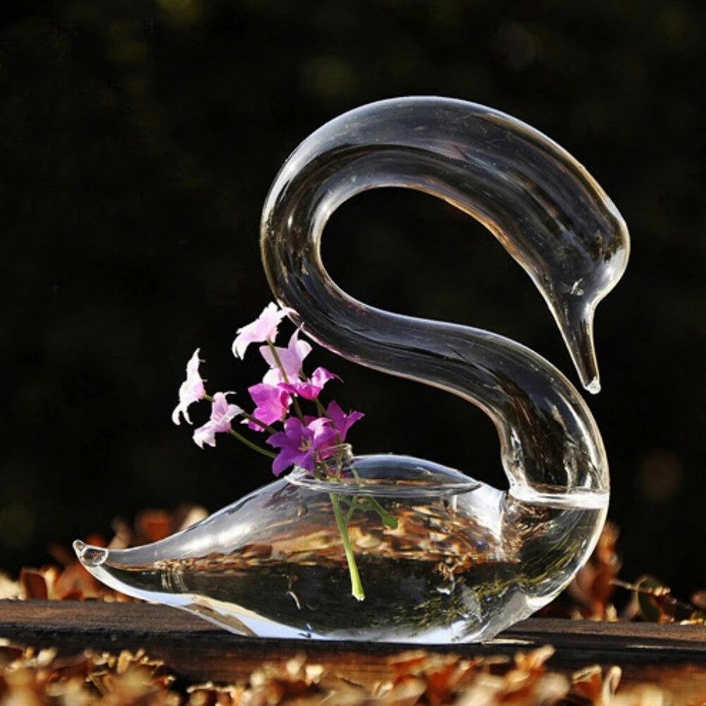 Creative Home Swan Transparent Vase Lucky Pure Grace Decoration Valentine's Day Ornament
