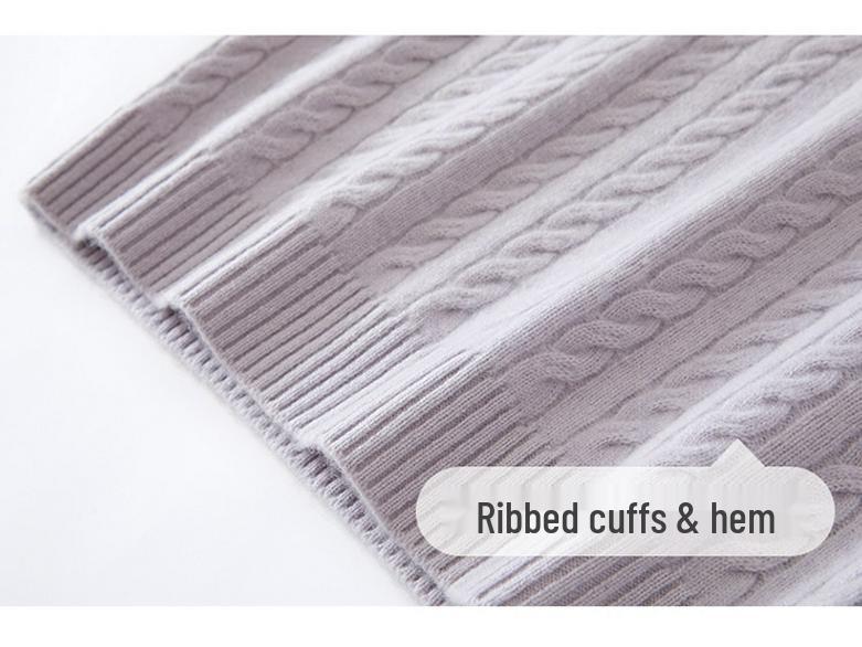 Women's Color Block Cashmere Short-Sleeve Round Neck Knit Pullover