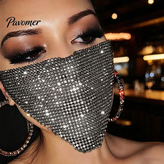 Rhinestone Eye Mask Sparkly Face Mask, Glitter Crystal Masquerade Bling Half Gorgeous Carnival Wear Covers for Women Halloween Costume Party