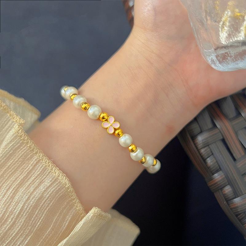 Bracelet Perle Irregulière Forme Spéciale Française Bracelet Femmes Niche Luxe Léger Exquis Doré Demi-Bracelet Bracelet Accessoires