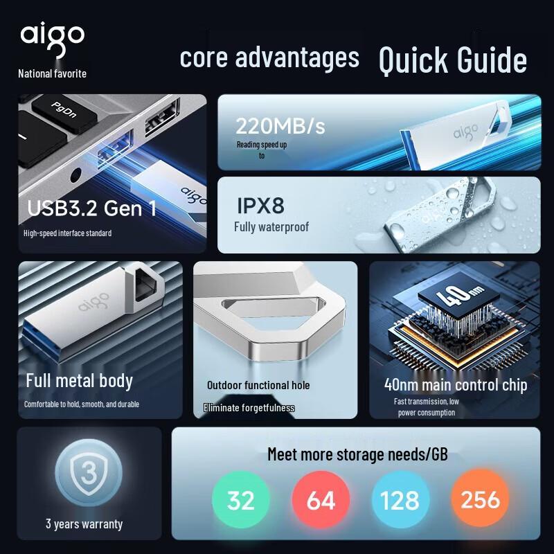 Aigo U315 64GB USB 3.2 Gen 1 Metal Flash Drive