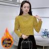 Elegant French-Style Velvet Lace Base Layer: Women's Winter Slimming Warm Top