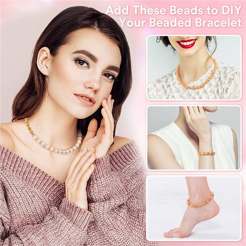 BHBL 2240 Pcs Spacer Beads for Jewelry Making in 8 Styles, for Bracelets Making, Round Beads Beads Crafts