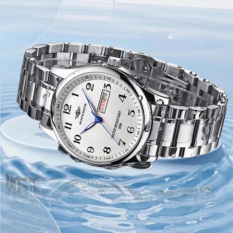 Top Brand Men's Watch Fashion Double Calendar Waterproof Business Quartz Wrist Watch