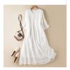 Japanese Style Summer Linen Dress Women Pure Color Slim Loose Long Dress Cotton Flowy Casual