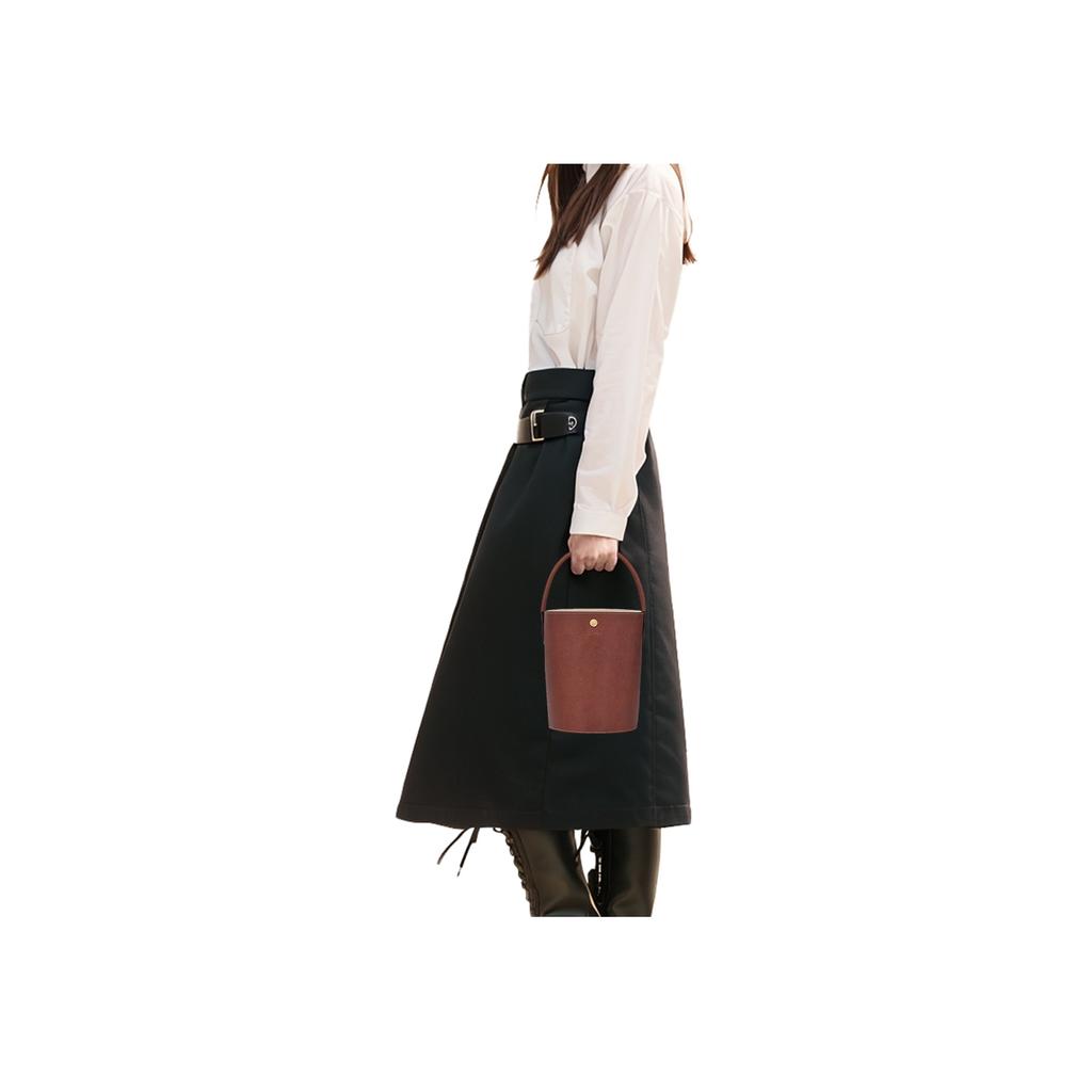 Longchamp Épure 17 Logo Embossed Signature Short Handle Bucket Bag Women Handbags Brown 10161HYZ035