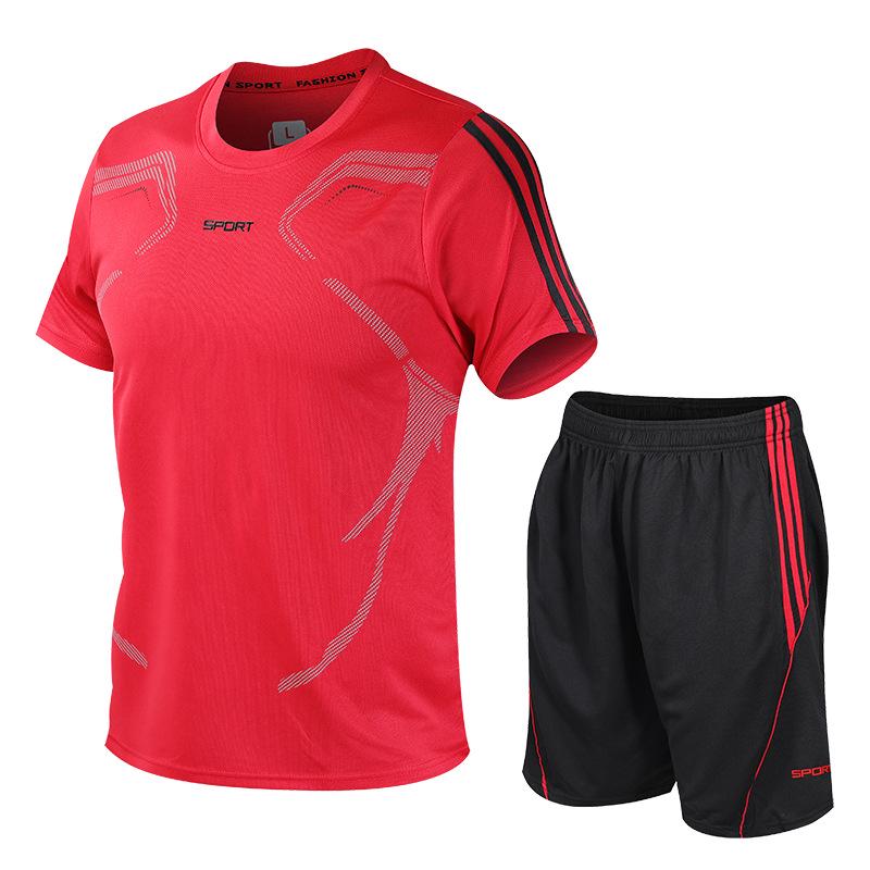 Men's Quick-Dry Short-Sleeve Sports Suit for Summer Fitness and Casual Running