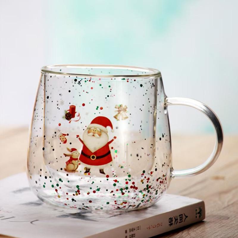 1 PC Double Wall Glass Cup 350ml /10 OZ Christmas Bubble Espresso Cup Coffee Mugs Dual Layered Glass Cups other