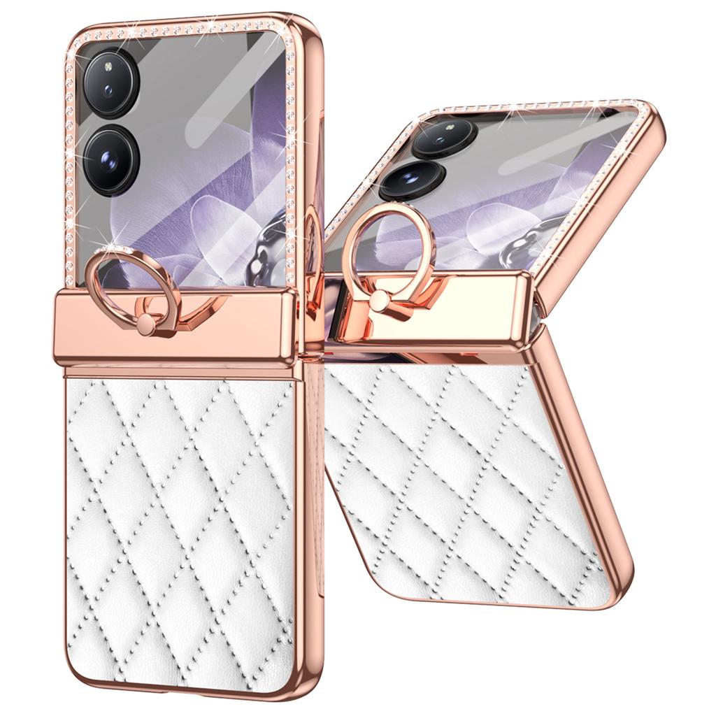 Für Xiaomi Mix Flip 5G Hülle Ringhalter Strass Leder+PC Abdeckung mit Rückseitenfolie