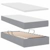 LED Storage Bed with Mattress Light Grey 90 x 200 cm Fabric