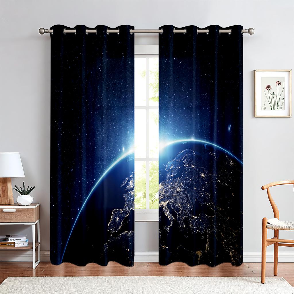 

Мечтательное Звездное Небо Галактика 3D Печать Шторы Полиэфирное Волокно Спальня Космическое Пространство Жилое Пространство Кабинет Декоративные Шторы Простые В Стирке И Уходе W50xH140(CM)x2PCS&Rod pocket