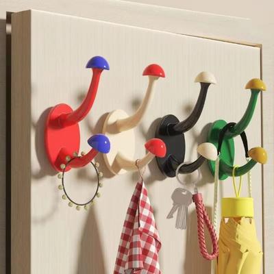 Creative Waterproof Self-Adhesive Hooks Punch-Free Multi-Function Mushrooms Coat Rack Hooks Heavy Duty Storage Rack Household