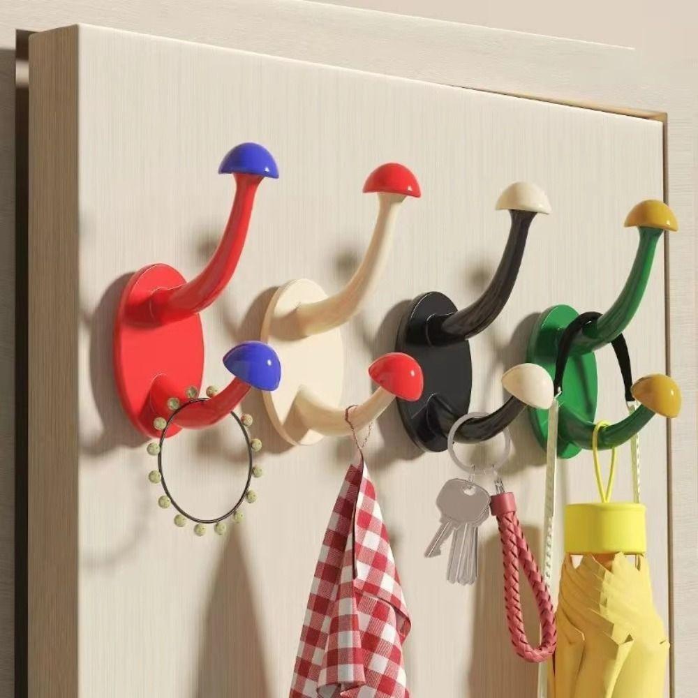 Waterproof Self-Adhesive Hooks Punch-Free Heavy Duty Mushrooms Coat Rack Hooks Multi-Function Wall Mounted Hook Space Saving