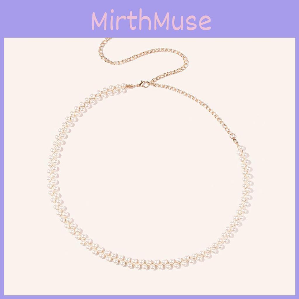 Stylish Pearl Waist Chain With Gold Thread And Pearl Buckle For Women Spring And Fall