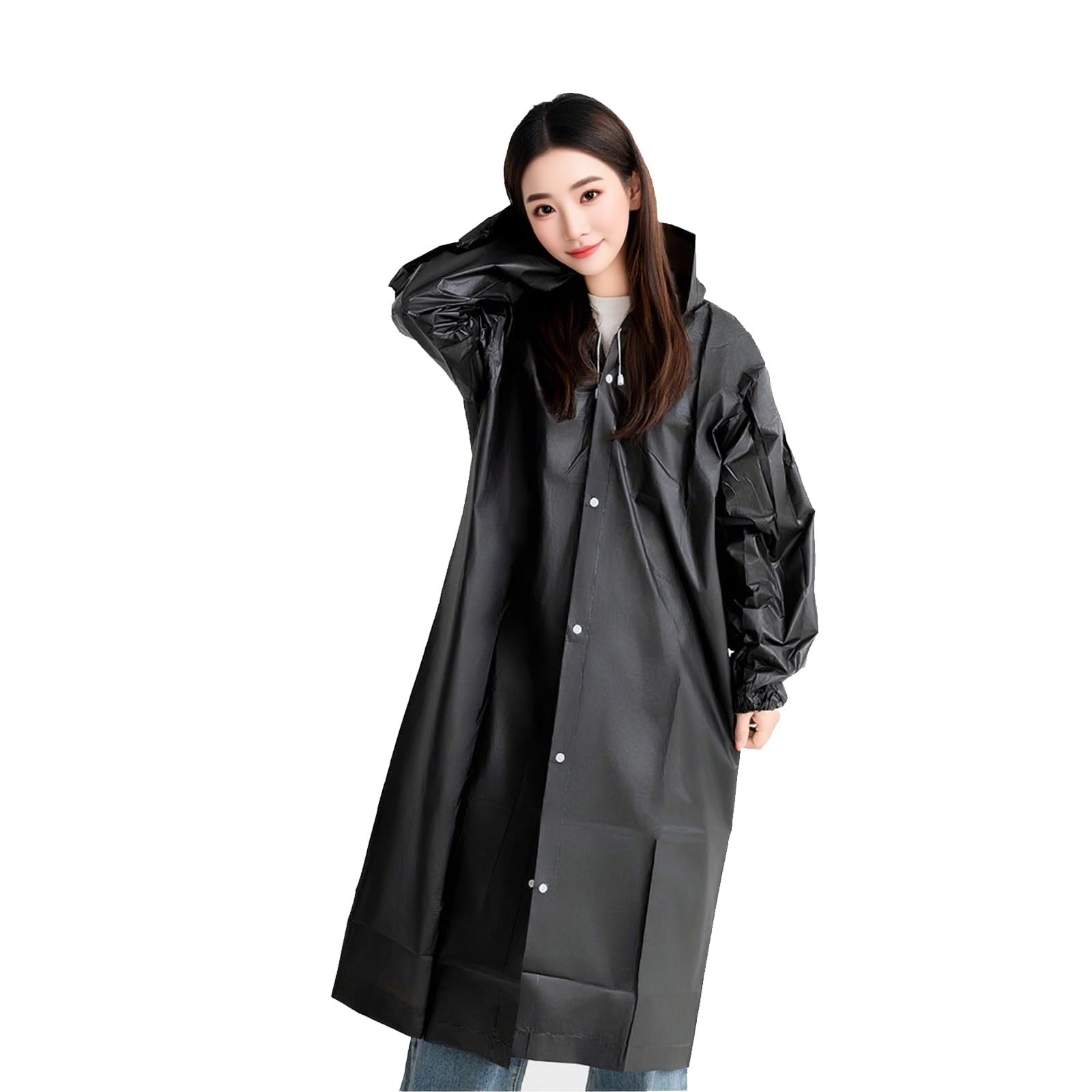 FineGood Raincoat, Eco-friendly EVA Material, Non-Disposable Raincoat, Waterproof, Windproof, Heavy Rainfall, Rainy Season, Bicycle,