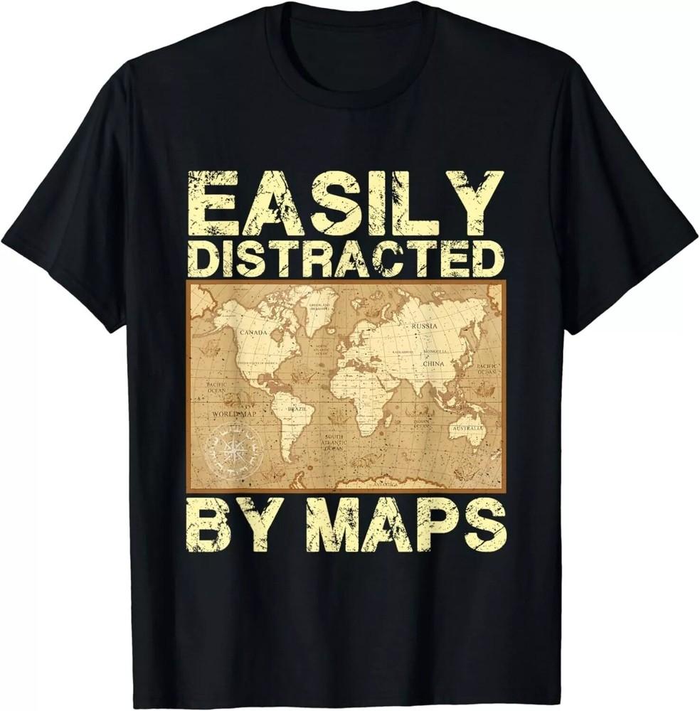 2025/Funny Geography Teacher_ Easily Distracted By Maps Gift Unisex T-Shirt Unisex T-Shirt XL