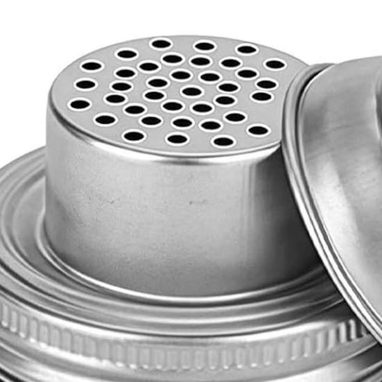 Mason Jar Shaker Lids Stainless Steel Seasoning Shaker Tops for Sugar