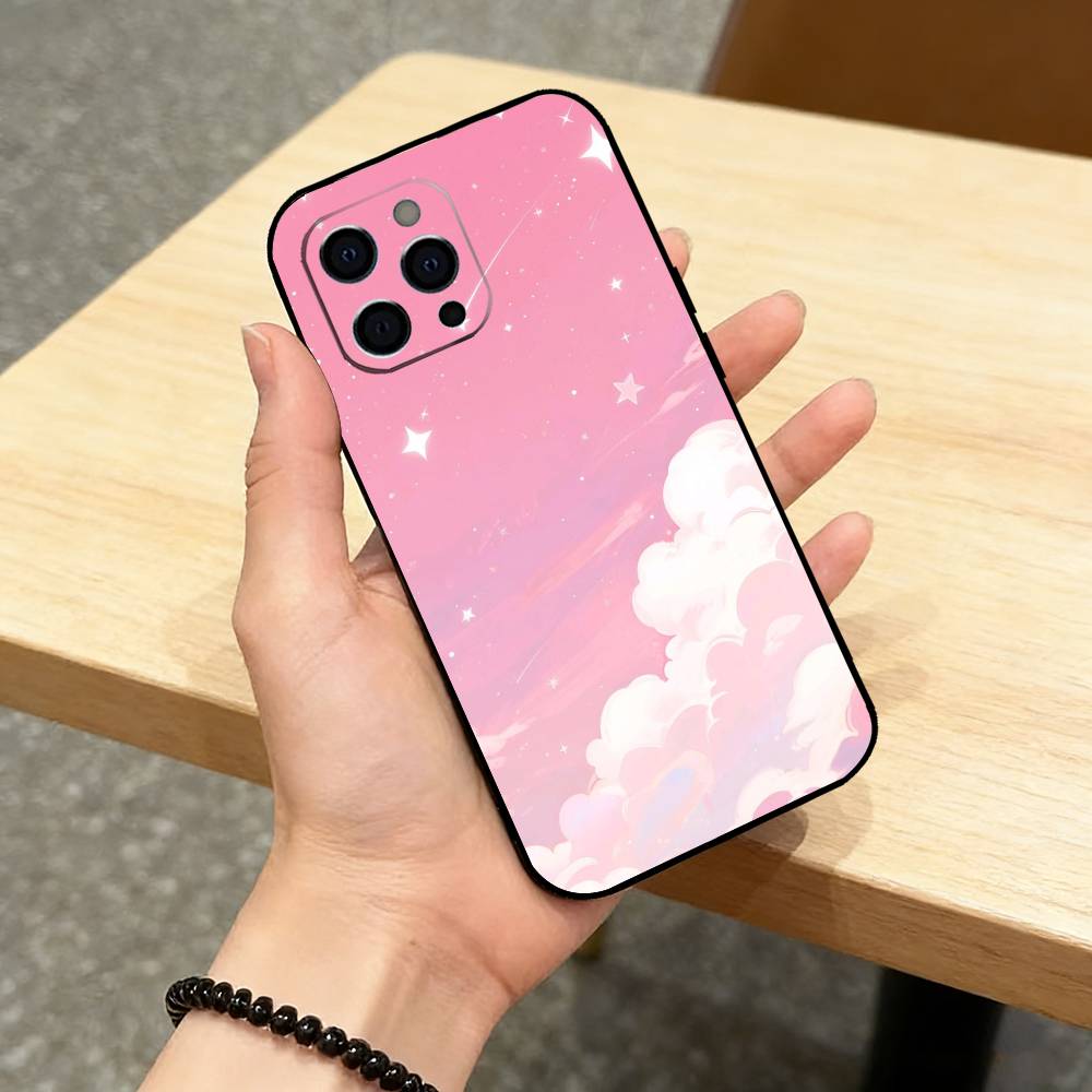 Cherry Blossom   Phone Case For iPhone 17,16,15,14,13,12,11 Plus,Pro Max,XS,Soft Silicone Black Cover iPhone12PROMAX