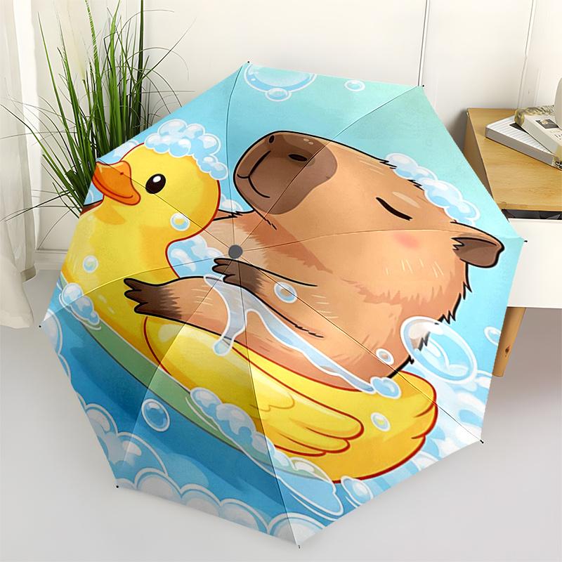 

Capybara Themed Travel Umbrella-8 Ribs Automatic Opening and Closing, Portable Folding Design, Compact and Stylish Umbrella Suitable for Out