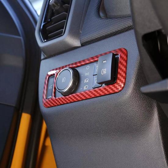 Car Headlight Switch Cover Trim For Ford Maverick 22-2025 Accessories Red Carbon
