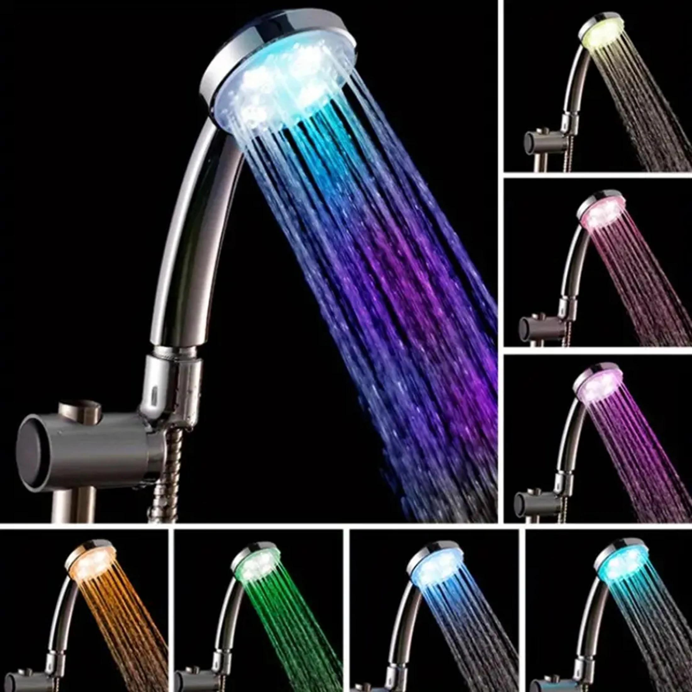 

1pc square round fixed shower ultra-quiet rainfall top spray LED shower water pressure 7-color gradient cycle luminous shower.