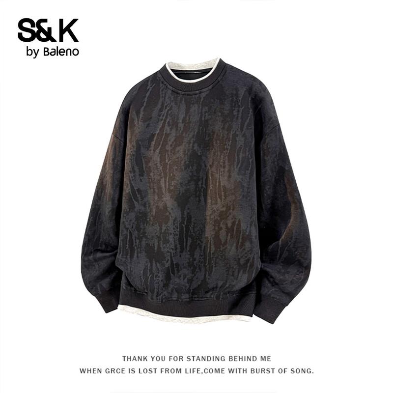 Baleno S&K Men s Fake Two-Piece Print Hoodie M