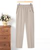 Sommer tynne bukser for middelaldrende og eldre kvinner Mamma-bukser Plussstørrelse Bukser med rette ben Bestemors is-silke capribukser