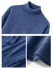 Men's Plus Size High Neck 100% Pure Wool Sweater - Loose Fit, Solid Color Pullover Knitwear