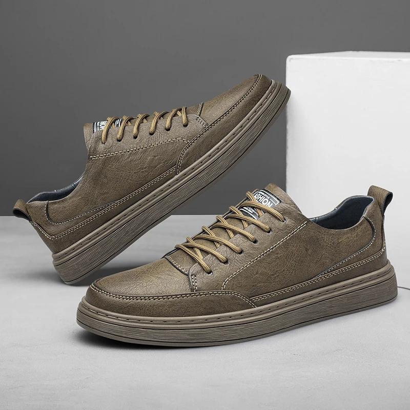Scarpe da Uomo Casual in Pelle Stile Britannico Minimaliste di Design in Vera Pelle Basse Estive 2026 Nuove alla Moda All-match Scarpe da Ginnastica