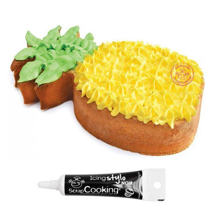 Découpoir à pâtisserie inox XXL Ananas + Stylo de glaçage noir