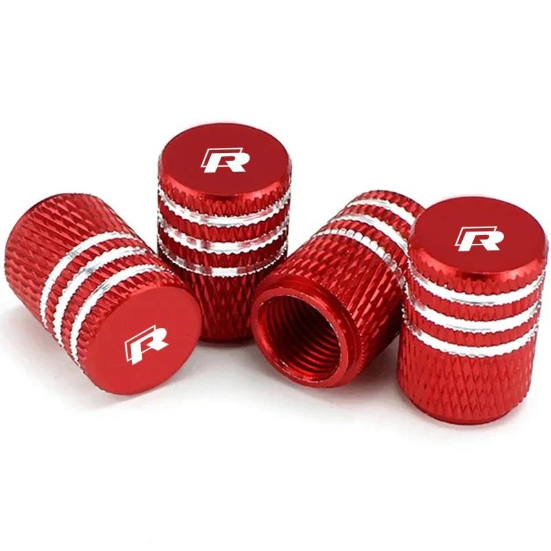 2026 Autocollant Chaud 4pcs Style de Voiture Bouchons de Valve de Pneu de Roue Couvercles Tiges de Valve d'Air de Jante de Pneu pour Volkswagen VW R Line Rline G