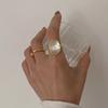 Golden Shell Ring Women's Luxury Bride Jewelry Fashion Simple Oval Geometric Party Accessories Gift